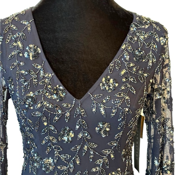 Aidan Mattox Blue Midnight Full Sequin Gown - Picture 5 of 12